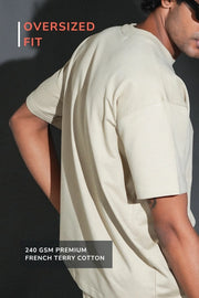 Unisex Solid Crew Neck Oversized Tee – Oatmeal