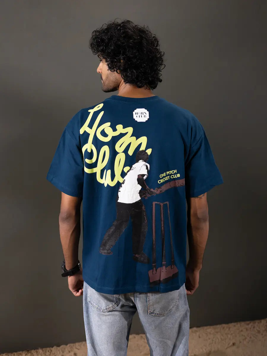 One Pitch Cricket Club Oversized T-Shirt | Indian Streetwear by Horn Club