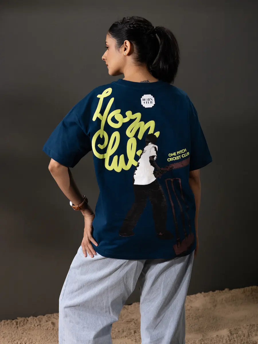 One Pitch Cricket Club Oversized T-Shirt | Indian Streetwear by Horn Club