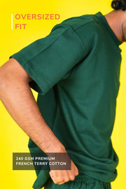 Unisex Solid Crew Neck Oversized Tee – Forest Green