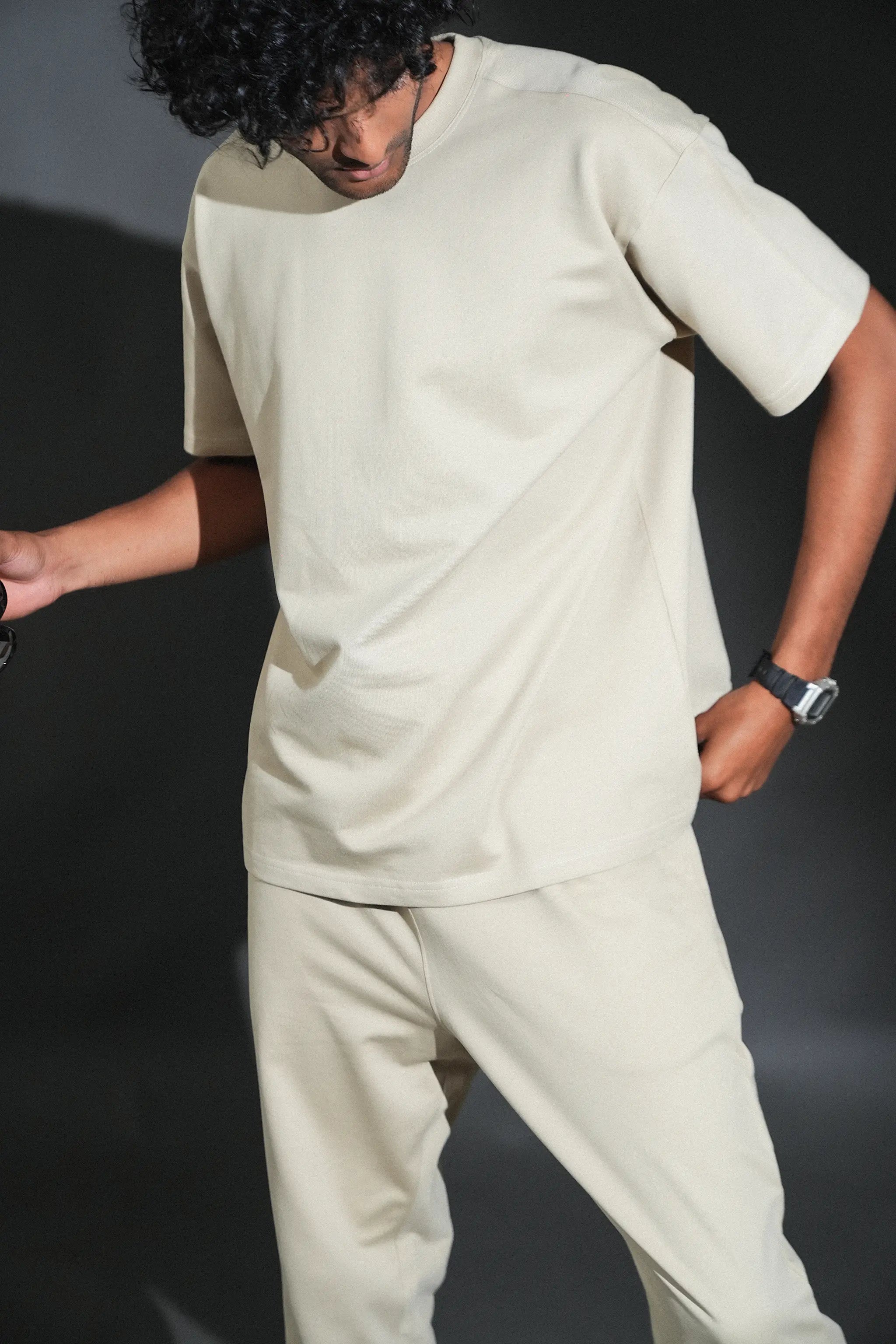 Solid Crew Neck Oversized Tee – Oatmeal