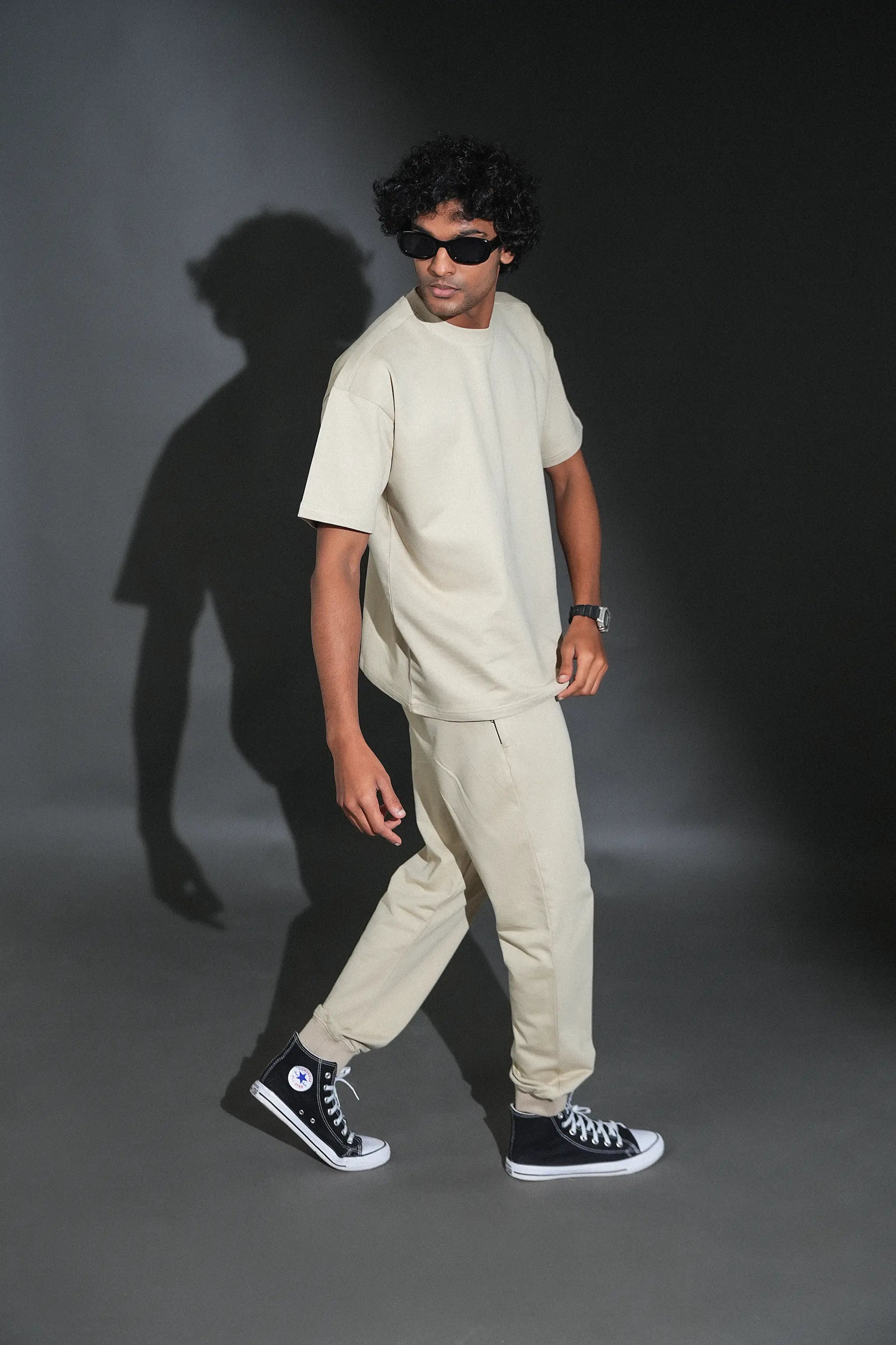 Solid Crew Neck Oversized Tee – Oatmeal