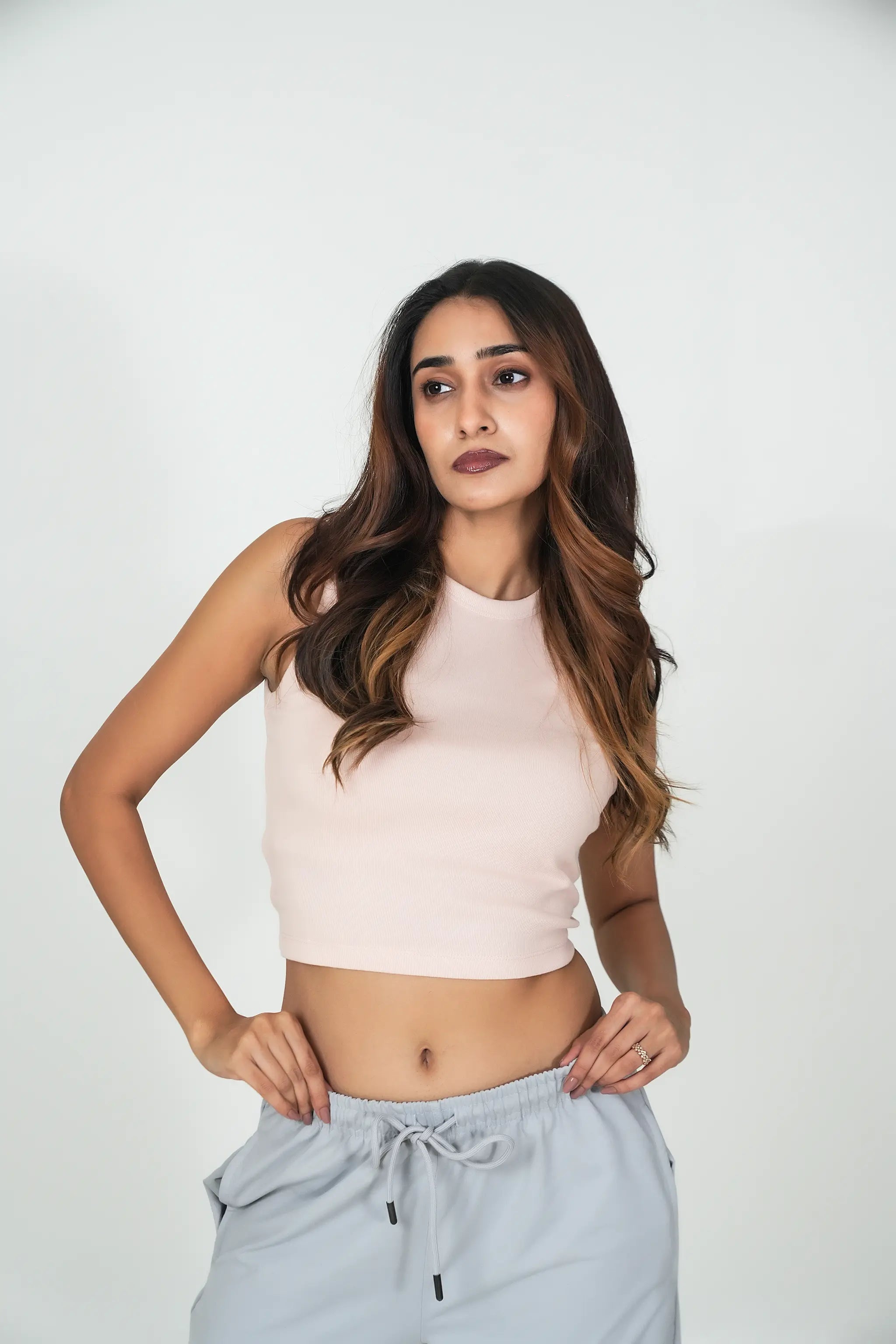 Ribbed Tank Top – Pale Rose