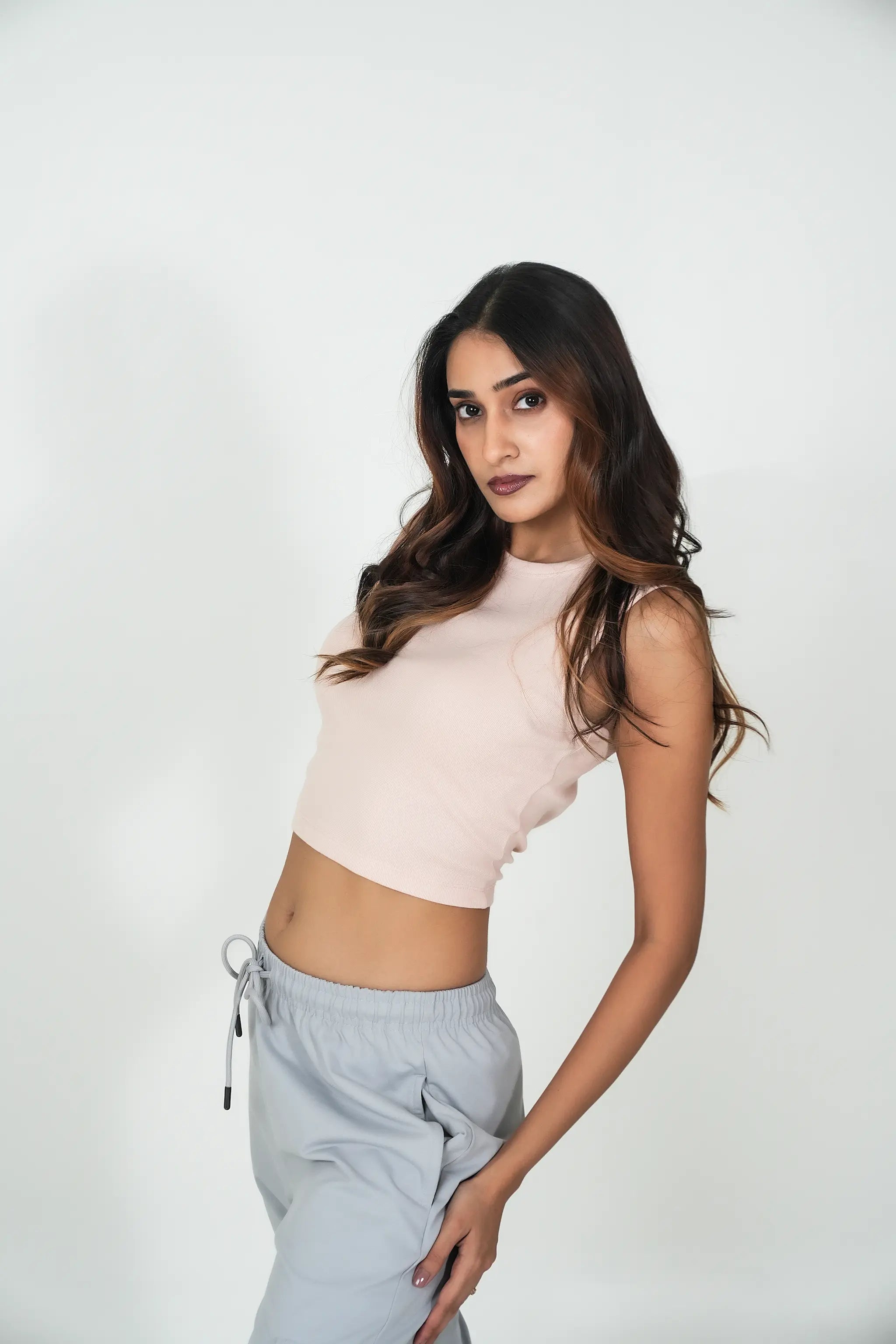 Ribbed Tank Top – Pale Rose