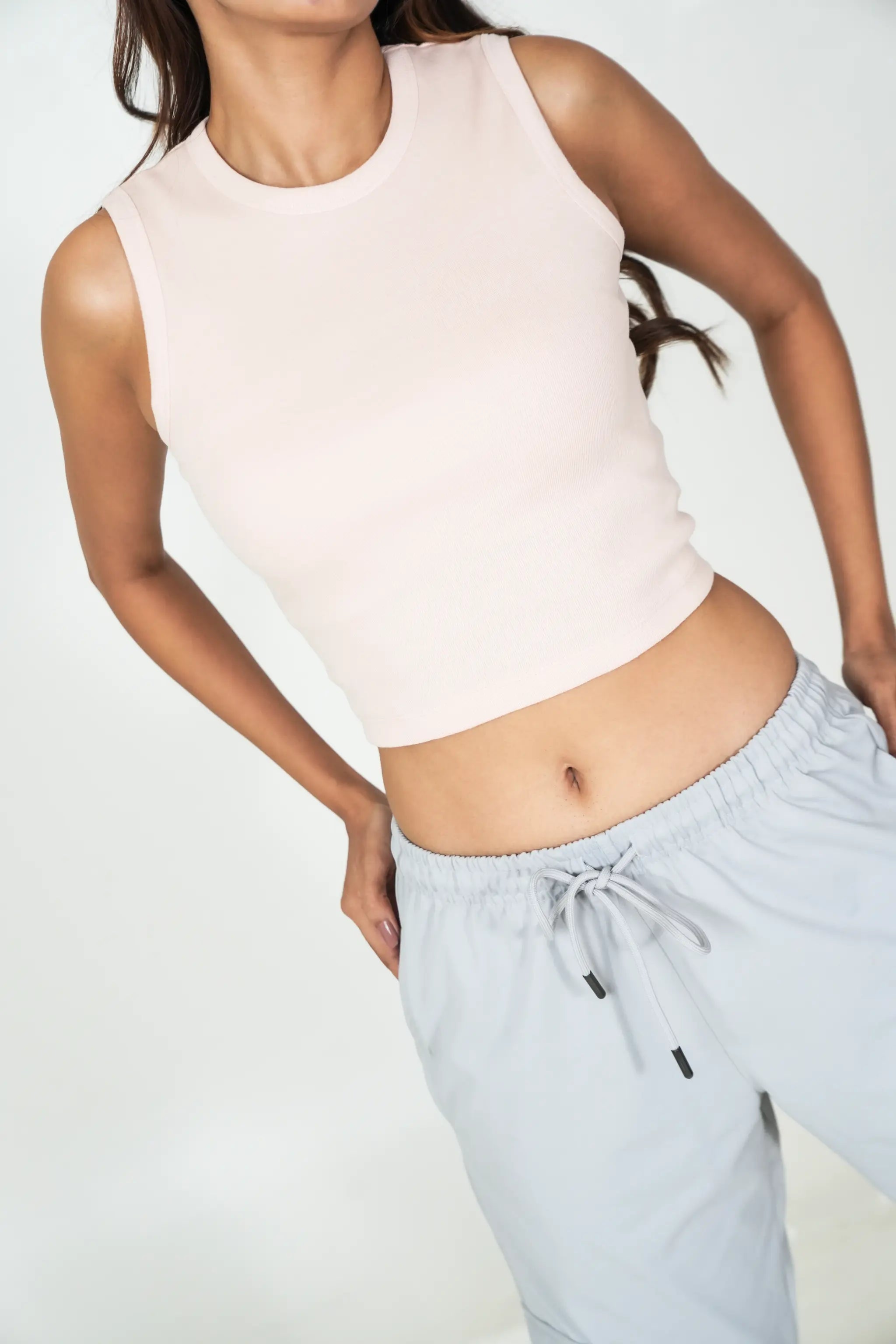 Ribbed Tank Top – Pale Rose