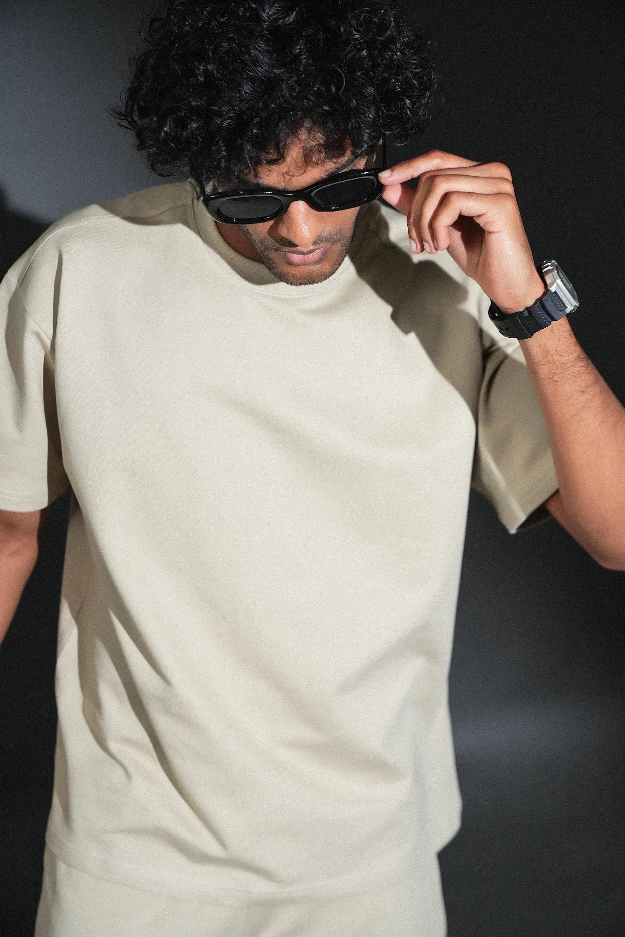 Solid Crew Neck Oversized Tee – Oatmeal